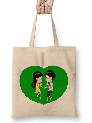 Humuts Sevgililer Günü Sevgiliye Hediye 0225 Bez Çanta Uzun Saplı