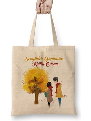 Humuts Sevgililer Günü Sevgiliye Hediye 0227 Bez Çanta Uzun Saplı