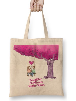 Humuts Sevgililer Günü Sevgiliye Hediye 0263 Bez Çanta Uzun Saplı