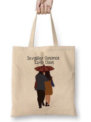 Humuts Sevgililer Günü Sevgiliye Hediye 078 Bez Çanta Uzun Saplı