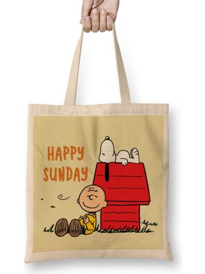 Humuts Perfect Day Happy Sunday Snoopy Bez Çanta Uzun Saplı