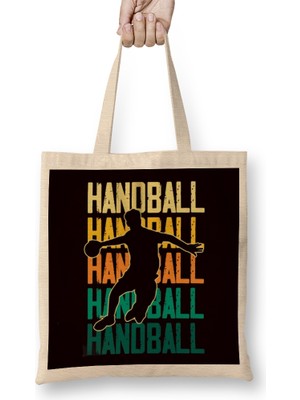 Humuts Retro Handball Player Handballer Ball Sports Team Coach Game Bez Çanta Uzun Saplı