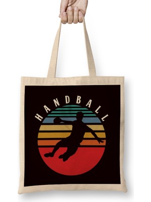 Humuts Retro Handball Player Vintage Handballer Ball Sports Team Bez Çanta Uzun Saplı