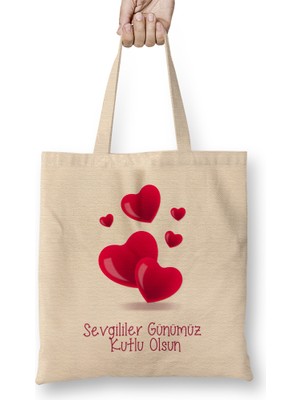 Sevgililer Günü Sevgiliye Hediye 015 Bez Çanta Uzun Saplı