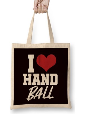 Humuts Love Handball Handballer Heart Ball Sports Team Coach Game Bez Çanta Uzun Saplı