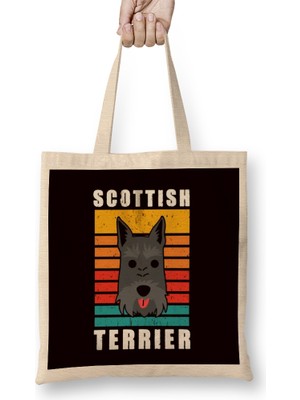 Retro Scottish Terrier Vintage Scottie Dog Breed Owner Puppy Bez Çanta Uzun Saplı