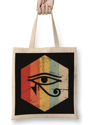 Humuts Retro Vintage Egyptian Eye Of Horus Bez Çanta Uzun Saplı