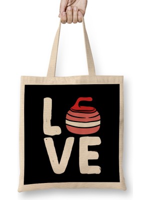 Love Curling Stones Curling Player Team Coach Skip Crew Bez Çanta Uzun Saplı