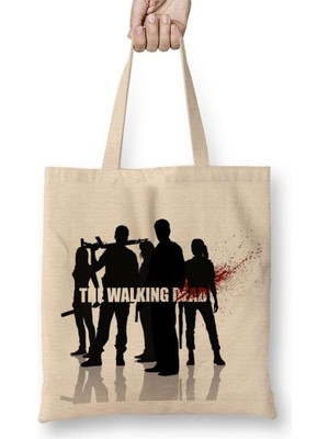 Humuts The Walking Dead Siyah Beyaz Bez Çanta Uzun Saplı