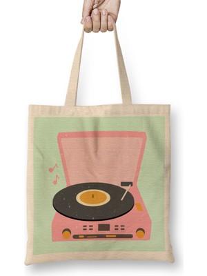 Humuts Pink Vintage Record Player 01 Bez Çanta Uzun Saplı