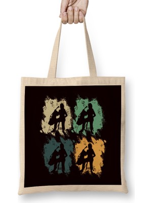 Humuts Retro Girl Cellist Cello Player Vintage Orchestra Musician Bez Çanta Uzun Saplı