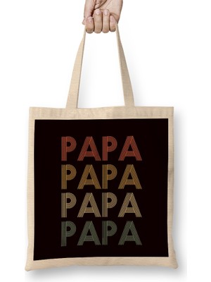 Retro Papa Vintage Dad Daddy Poppa Father Stepdad Husband Bez Çanta Uzun Saplı