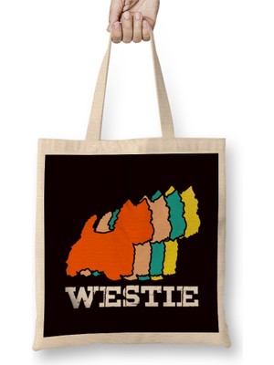 Retro Westie Vintage West Highland Terrier Dog Breed Owner Bez Çanta Uzun Saplı