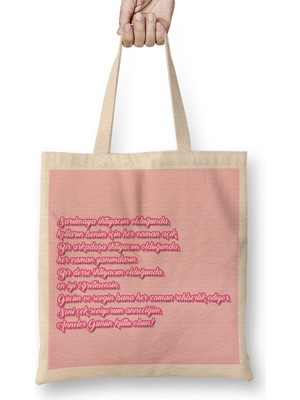 Anneler Günü Annelere Hediye 011 Bez Çanta Uzun Saplı