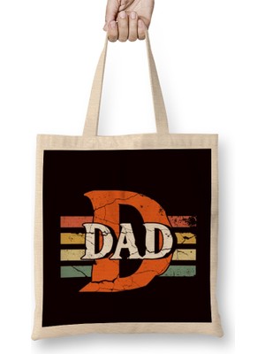 Humuts Retro Dad Vintage Daddy Papa Father Poppa Stepdad Husband Bez Çanta Uzun Saplı