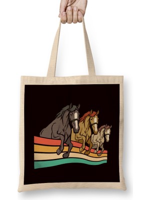 Humuts Retro Horses Vintage Equestrian Sport Dressage Saddle Stable Bez Çanta Uzun Saplı