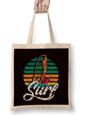 Humuts Retro Surf Vintage Windsurfer Windsurfing Ocean Wave Surfingretro Surf Vintage Windsurfer Windsurfing Ocean Wave Surfing Bez Çanta Uzun Saplı