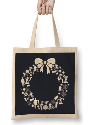 Stranger Things Christmas Wreath Pattern Bez Çanta Uzun Saplı