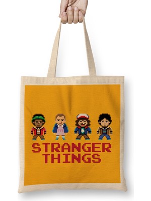 Humuts Stranger Things Pixel Characters 2 Bez Çanta Uzun Saplı