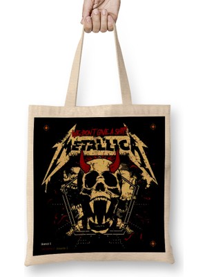 Humuts Metal Metallıca Bez Çanta Uzun Saplı
