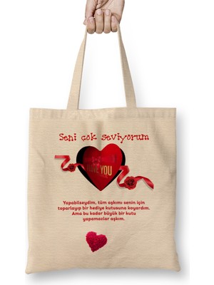 Humuts Sevgililer Günü Sevgiliye Hediye 0105 Bez Çanta Uzun Saplı