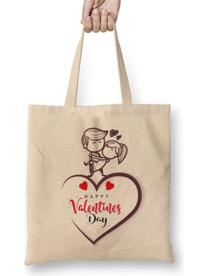 Humuts Sevgililer Günü Sevgiliye Hediye 024 Bez Çanta Uzun Saplı