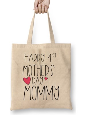 Humuts Happy 1st Mother S Day New Mommy First 2020 Bez Çanta Uzun Saplı
