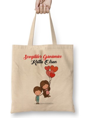 Sevgililer Günü Sevgiliye Hediye 022 Bez Çanta Uzun Saplı