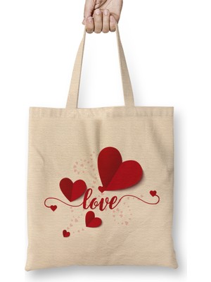 Sevgililer Günü Sevgiliye Hediye 0235 Bez Çanta Uzun Saplı