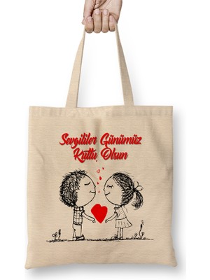 Humuts Sevgililer Günü Sevgiliye Hediye 0240 Bez Çanta Uzun Saplı