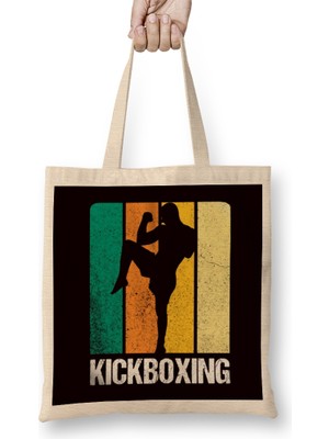 Retro Kickboxing Vintage Kickboxer Fighting Mma Fighter Bez Çanta Uzun Saplı