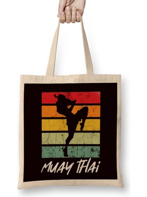 Humuts Retro Muay Thai Vintage Mma Martial Arts Thailand Boxing Bez Çanta Uzun Saplı