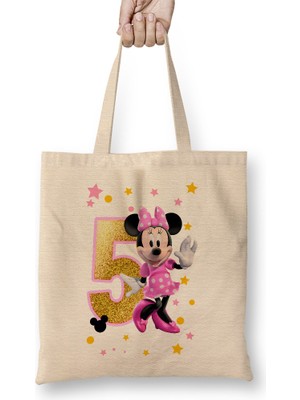 Humuts Mini Fare Minnie Mouse 5 Beş Yaş Hediyesi Bez Çanta Uzun Saplı