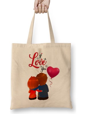 Humuts Sevgililer Günü Sevgiliye Hediye 0116 Bez Çanta Uzun Saplı