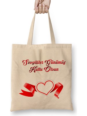 Sevgililer Günü Sevgiliye Hediye 021 Bez Çanta Uzun Saplı
