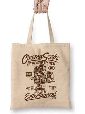 Humuts Vintage Cinemascope Retro Movie Festival Bez Çanta Uzun Saplı