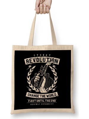 Humuts Street Revolution Change The World Bez Çanta Uzun Saplı