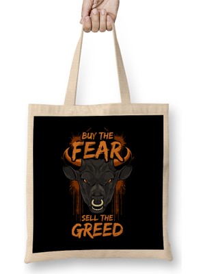 Humuts Buy The Fear Sell The Greed Bull Market Trader Bez Çanta Uzun Saplı