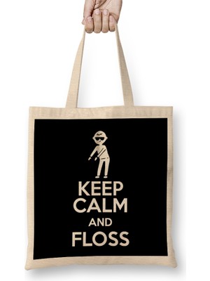Humuts Flossing Keep Calm And Floss Bez Çanta Uzun Saplı