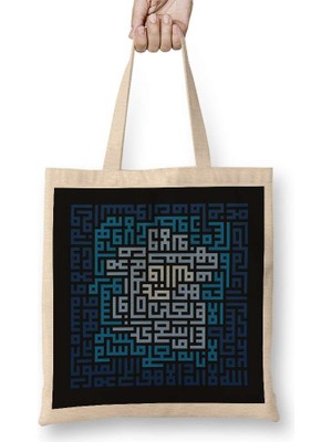 Humuts Kufi Hat Ile Ayet-El Kürsi Yazılı Bez Çanta Uzun Saplı