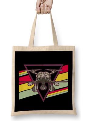 Retro Quadcopter Drone Pilot Vintage Flying Bez Çanta Uzun Saplı