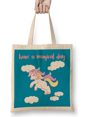 Humuts Pastel Unicorn Have A Magical Day Bez Çanta Uzun Saplı