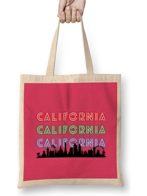 Humuts California Vintage Retro Gıft Bez Çanta Uzun Saplı