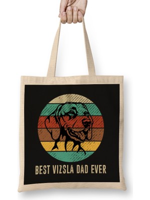 Humuts Vintage Best Dog Dad Ever Cool Father's Day Gift Retro Köpek Bez Çanta Uzun Saplı
