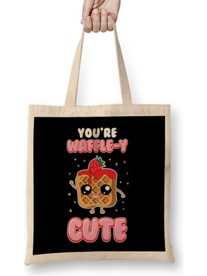 Humuts Cute You're Waffle Y Awfully Punny Breakfast Pun Bez Çanta Uzun Saplı