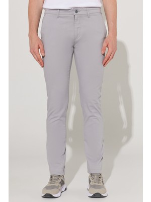 ALTINYILDIZ CLASSICS Erkek Gri Slim Fit Dar Kesim Pamuklu Esnek Rahat Chino Pantolon