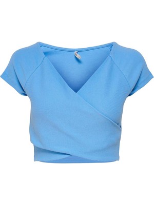 Only Kadın Mavi ve Pembe Short Top Çapraz Crop - 15230889