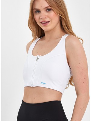 Grab Beyaz Kadın Kısa Slim Fit Sporcu Sütyeni GW-T23S016 Gaby Bralette