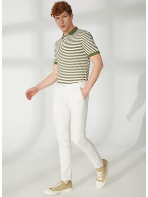 At.p.co Normal Bel Normal Paça Slim Fit Beyaz Erkek Pantolon A261DAN78TC506/TB