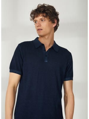 At.p.co Polo Yaka Slim Fit Lacivert Erkek Kazak A26433TF-